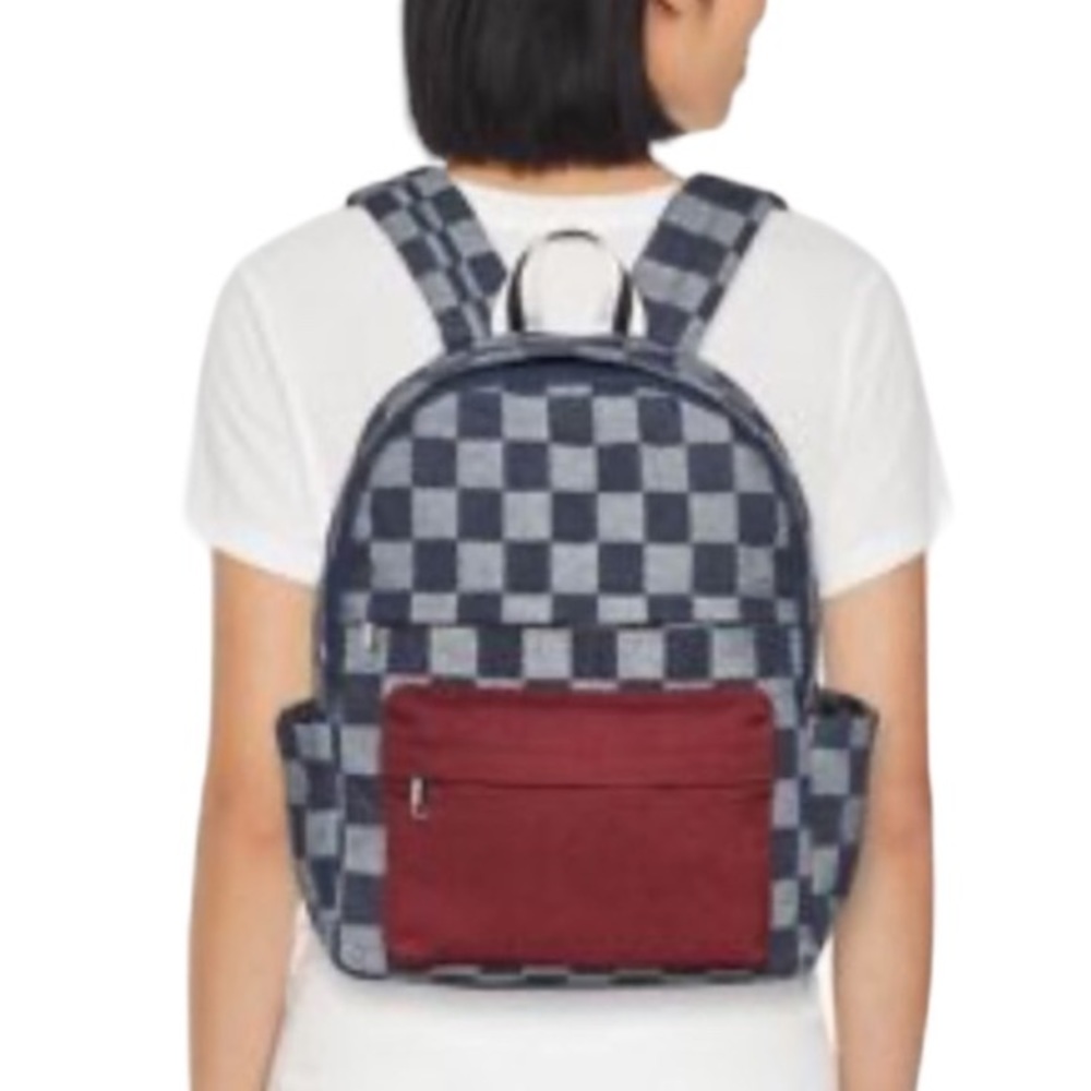 Wild Fable Medium Dome Check Print Colorblock Backpack